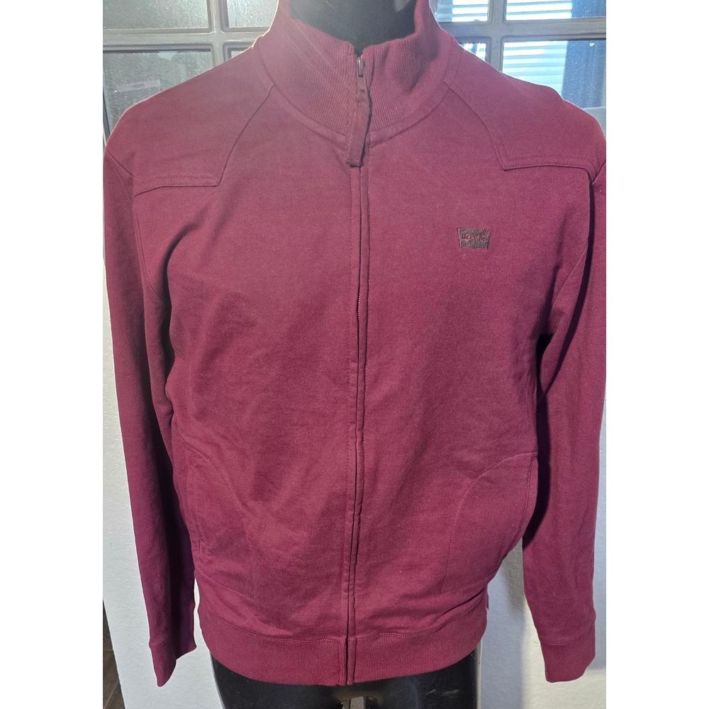 Levis Mens Full Zip Track Jacket Burgundy Maroon Graphic Back Large 91800-0006